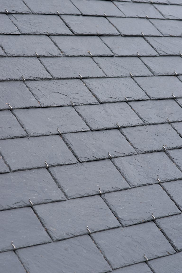 Close up of slate roof installed on UK home