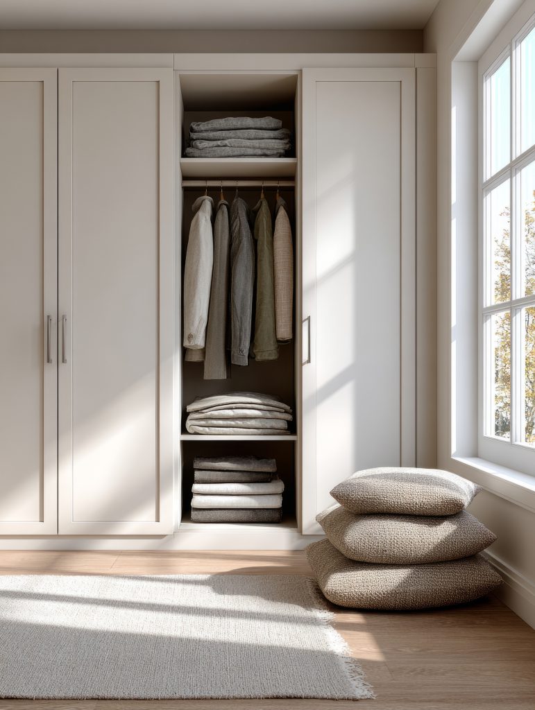 Wooden bedroom wardrobes fitted in bedroom
