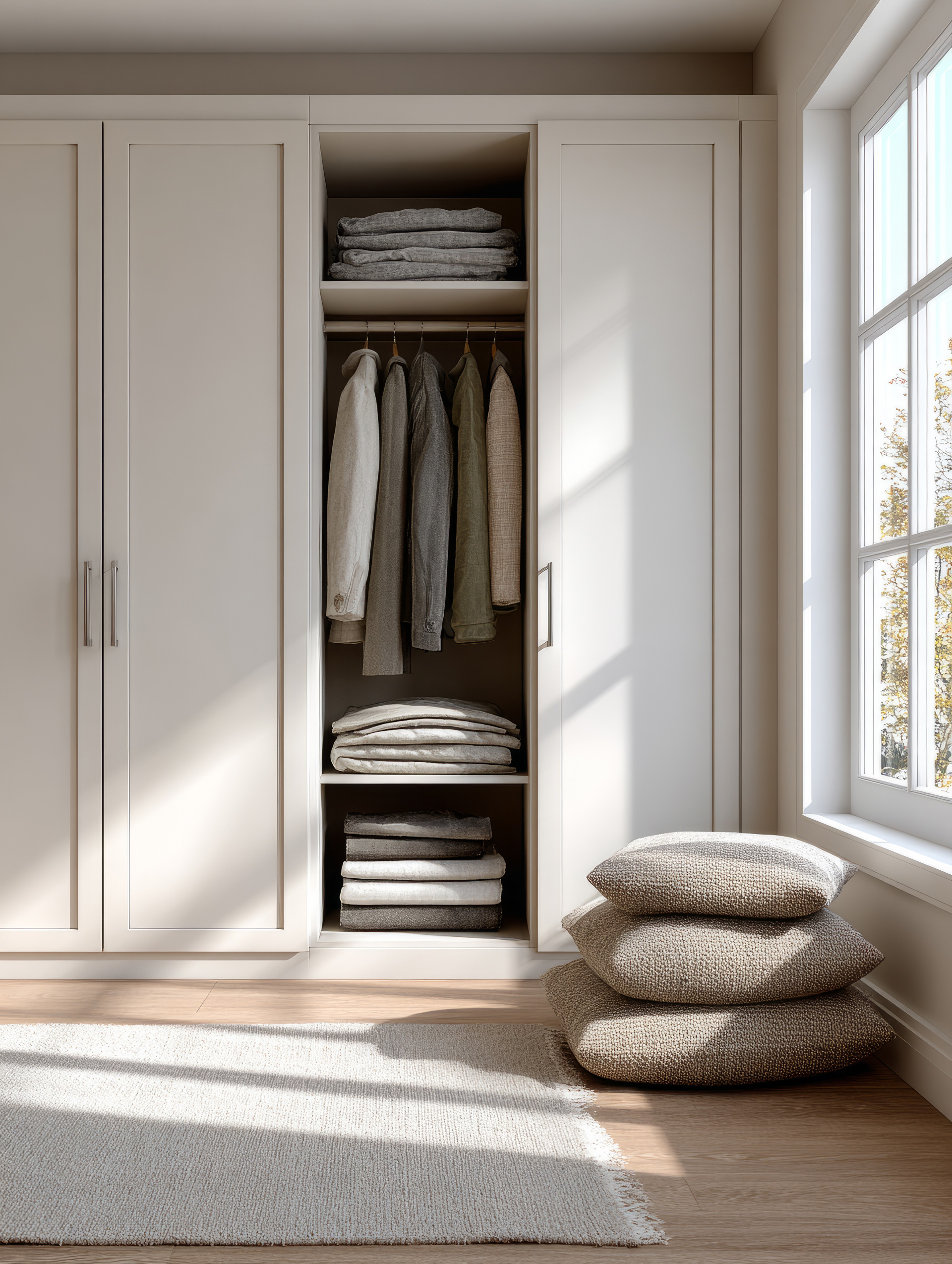 Wooden bedroom wardrobes fitted in bedroom