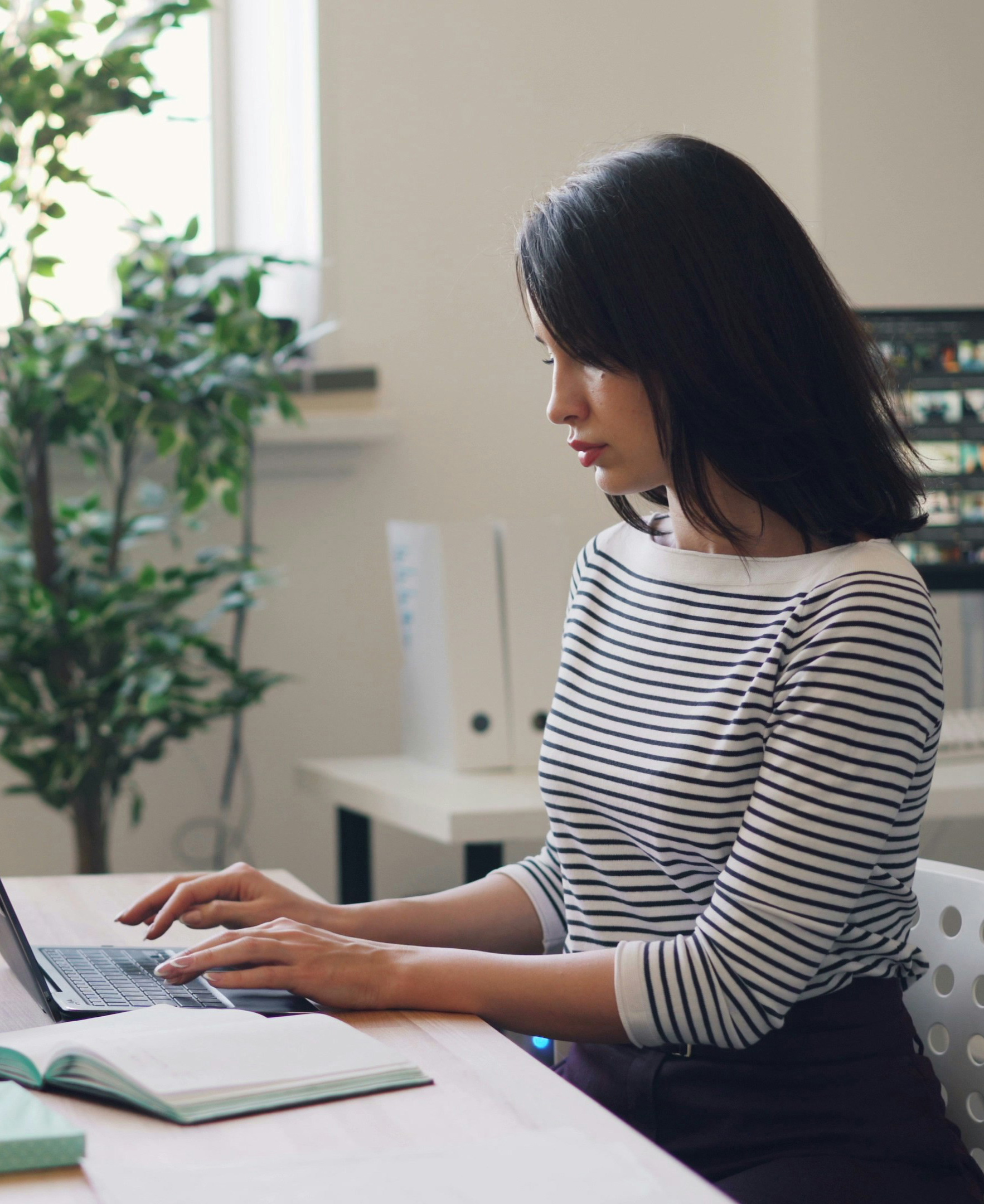 Accountant sat at a desk working