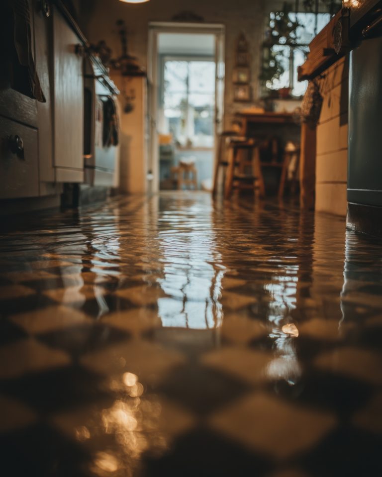 Water damage in home kitchen